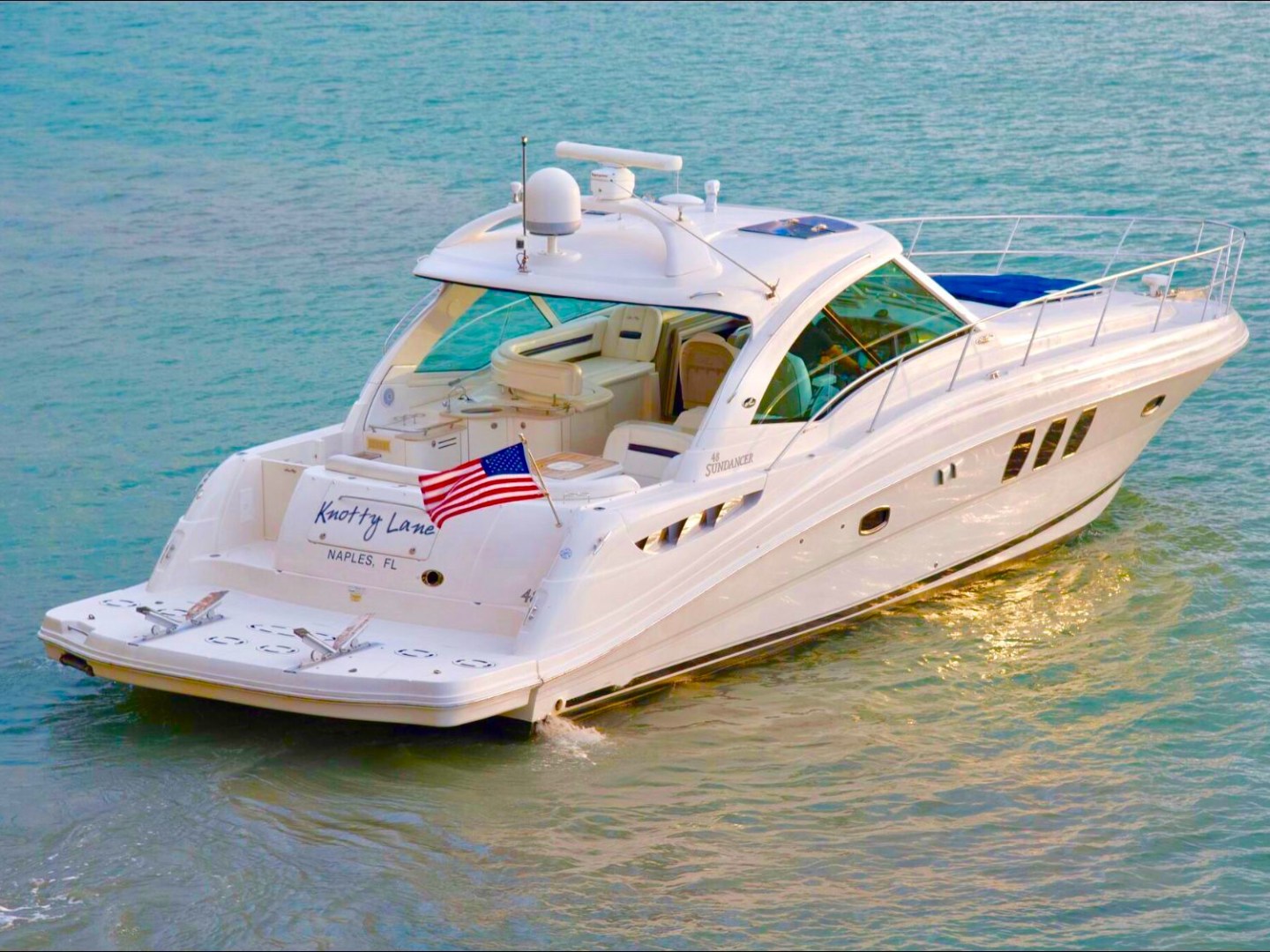 51' SeaRay - Yacht Rental in Miami Beach, Florida on anchor during a charter.