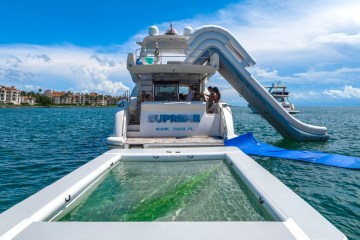 Inflatable swimming pool of this Yacht Charter Miami Beach.
